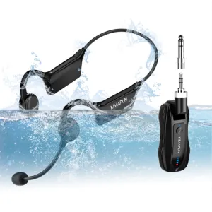 Kimafun KM-GWP91 Waterproof Wireless Headset Microphone for Fitness Aerobics Swimming Instructor