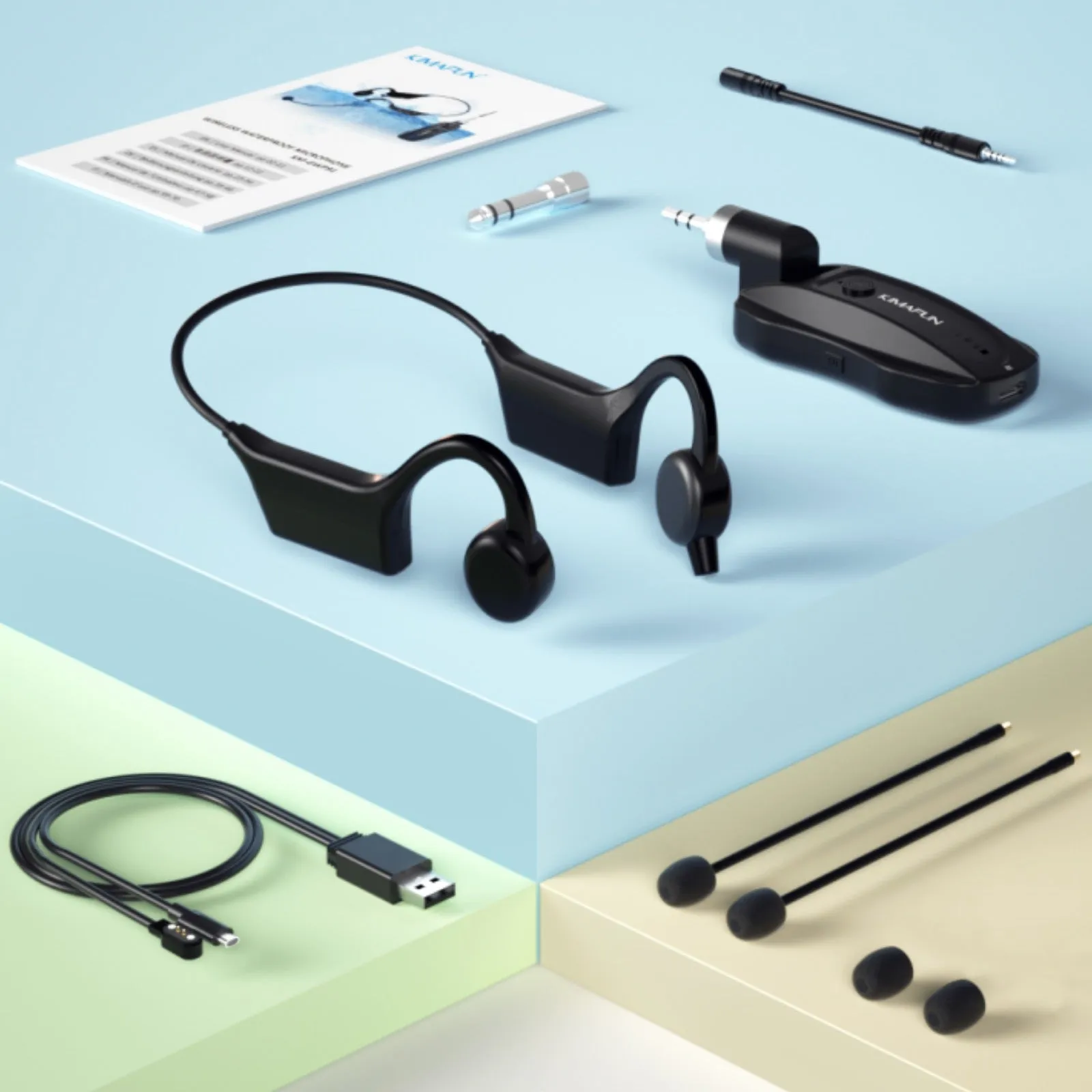 Kimafun KM-GWP91 Waterproof Wireless Headset Microphone for Fitness Aerobics Swimming Instructor