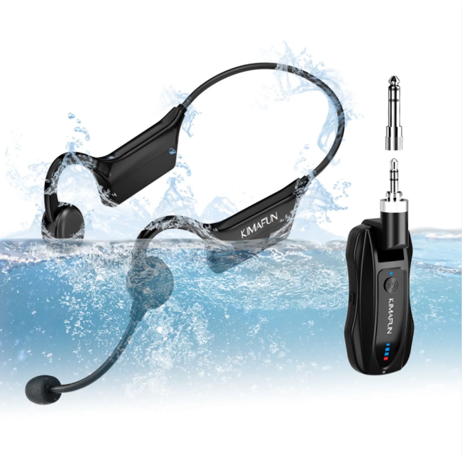 Kimafun KM-GWP91 Waterproof Wireless Headset Microphone for Fitness Aerobics Swimming Instructor