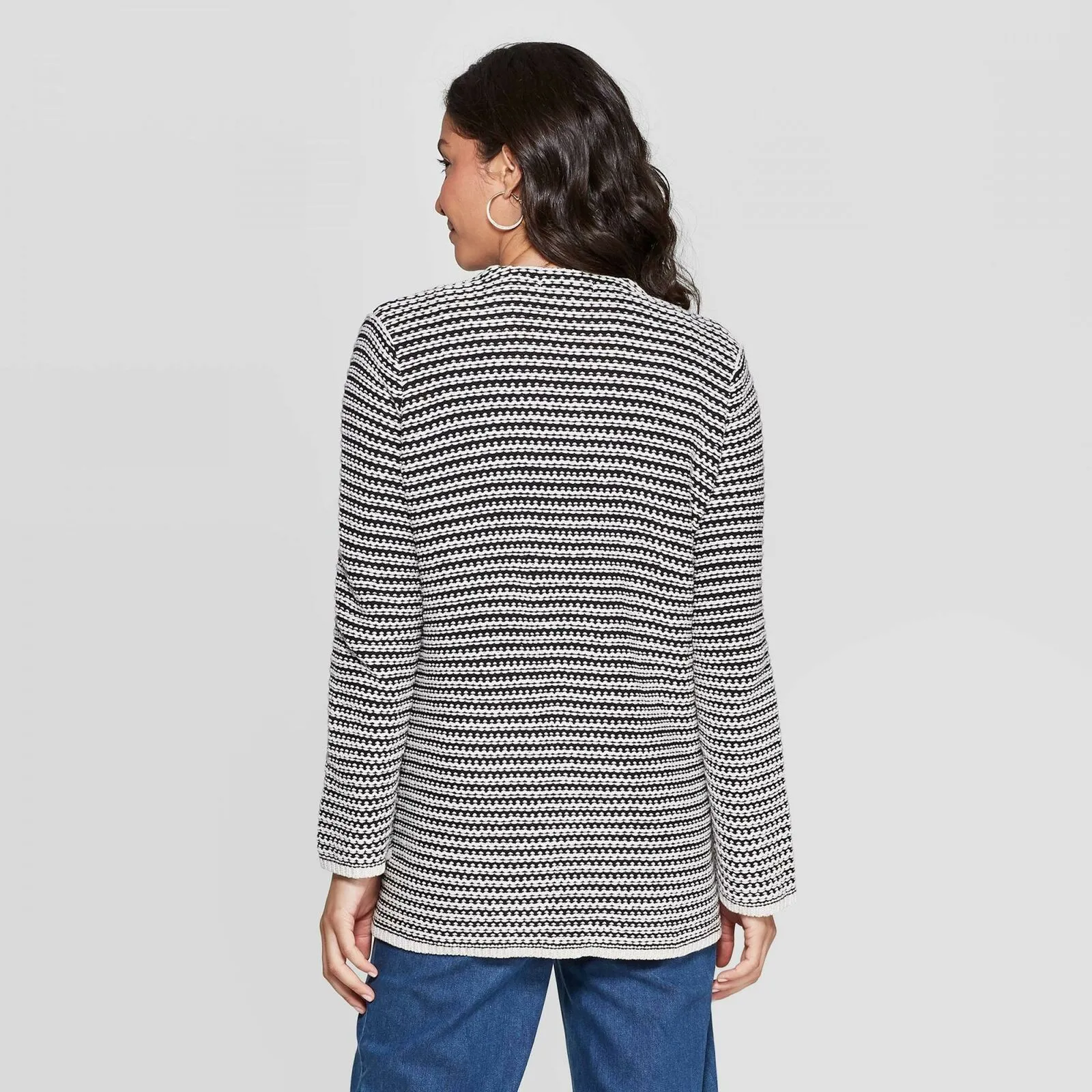 Knox Rose Women's Striped Fringe Detail Long Sleeve Cardigan