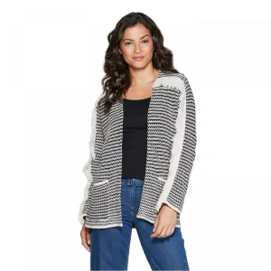 Knox Rose Women's Striped Fringe Detail Long Sleeve Cardigan