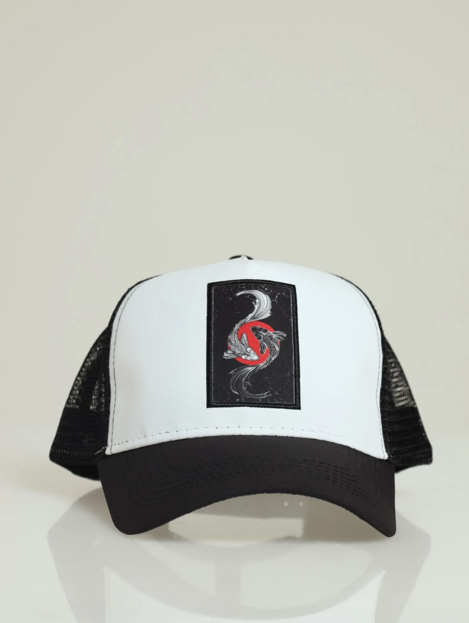 Koi Fish Trucker Cap - Black/White