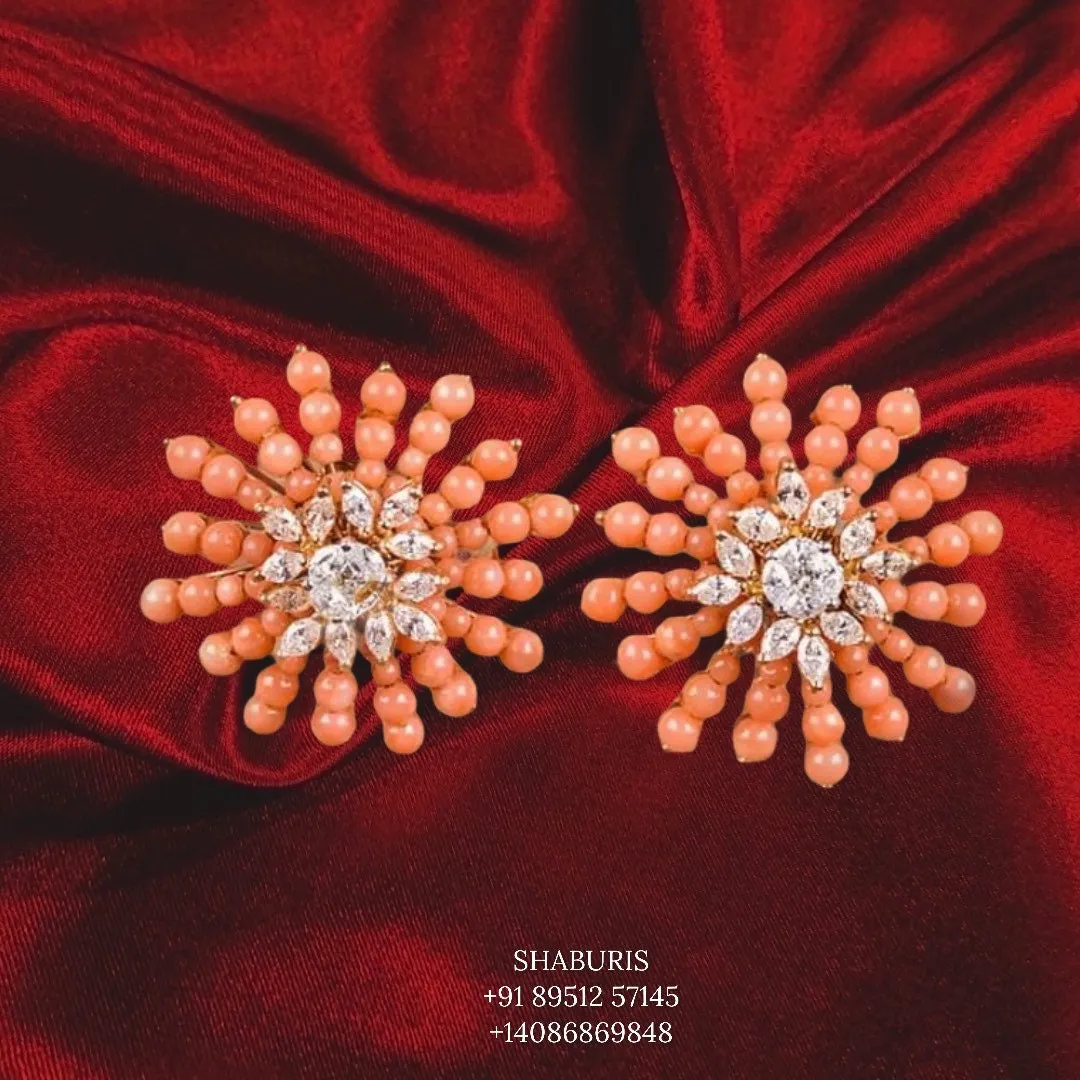 Latest Indian Jewelry,South Indian Jewelry,Pure silver Big Studs Indian,Indian Earrings,Stud Earring,Indian Wedding Jewelry -NIHIRA-SHABURIS