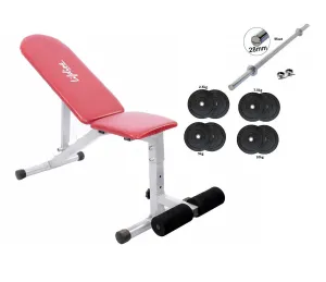 Lifeline 311A Adjustable Gym Bench   Weight Plates   5ft Rods