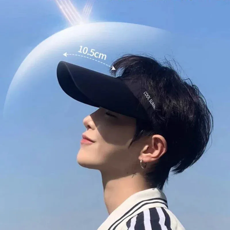 Long Brim Ice Silk Sun Hats Men Women Empty Top Baseball Cap Sunscreen Uv Protection Visors Outdoor Riding Running Sports Shades