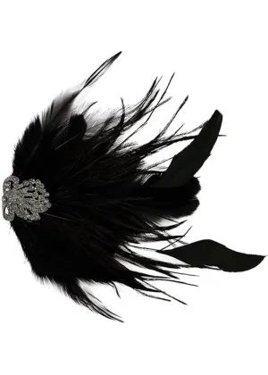Love Vintage Feather 20's Hairclip Black