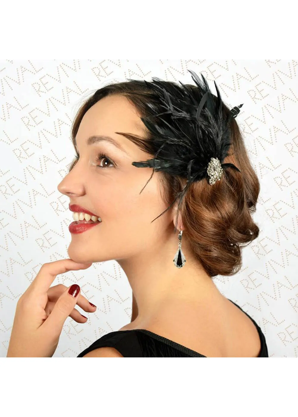 Love Vintage Feather 20's Hairclip Black