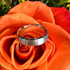 Malo 14K White Gold Satin Band Polished Edge Ring PL-249-6W-01