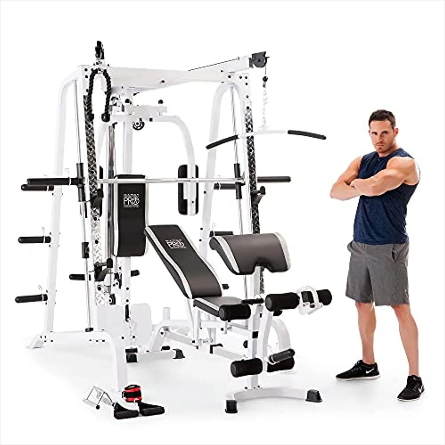 Marcy Smith Cage Workout Machine Total Body Training Home Gym System with Linear Bearing