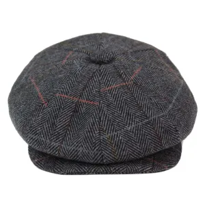 Mens 8 Panel Hat Flat Cap Newsboy Grandad Tweed Check Vintage Peaky Baker Boy