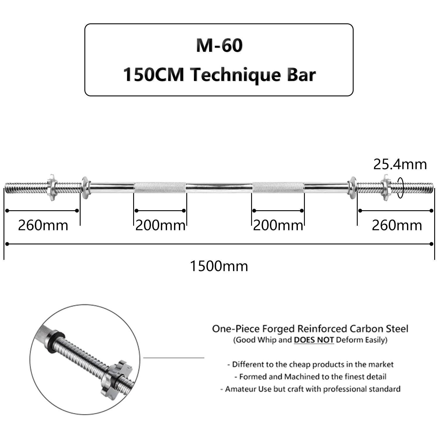 Meteor 25.4mm Standard Weightlifting Barbell, Dumbbell Bar