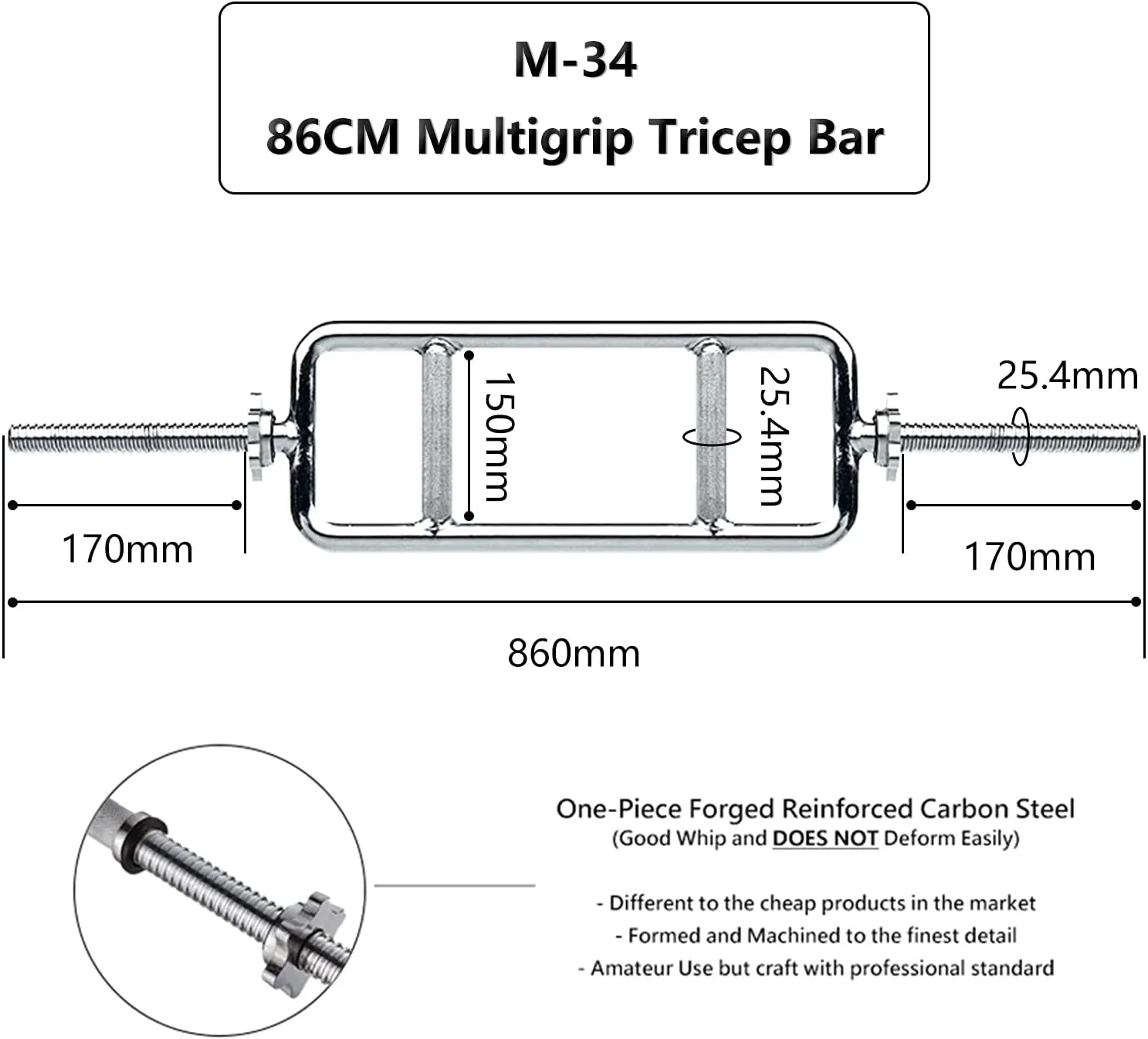 Meteor 25.4mm Standard Weightlifting Barbell, Dumbbell Bar