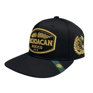 Michoacan Mexico Snapback Cap, Black, Flat Brim, Embroidered, Adjustable
