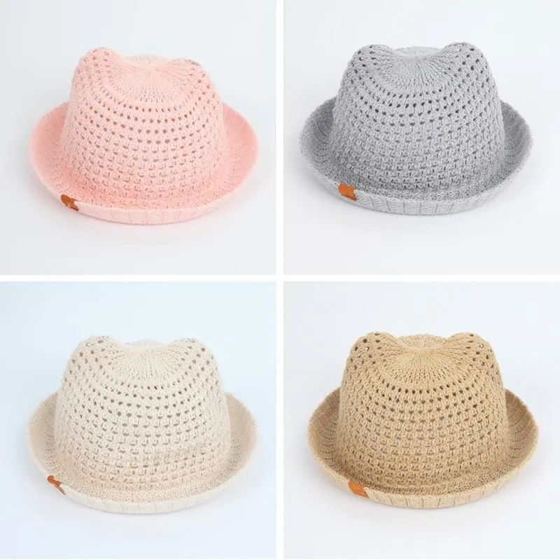 Modern Handmade Baby Hats For Children Bucket Cap Kids Toddler Sun Hat Hollow Mesh Caps Casual Beach Caps For Kids