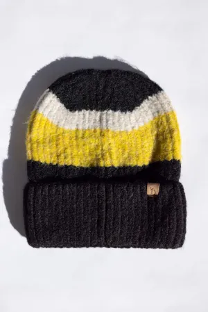 Multi Stripe Knit Beanie for Women in Black | YCB320050-BLACK