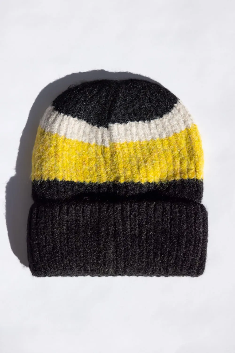 Multi Stripe Knit Beanie for Women in Black | YCB320050-BLACK