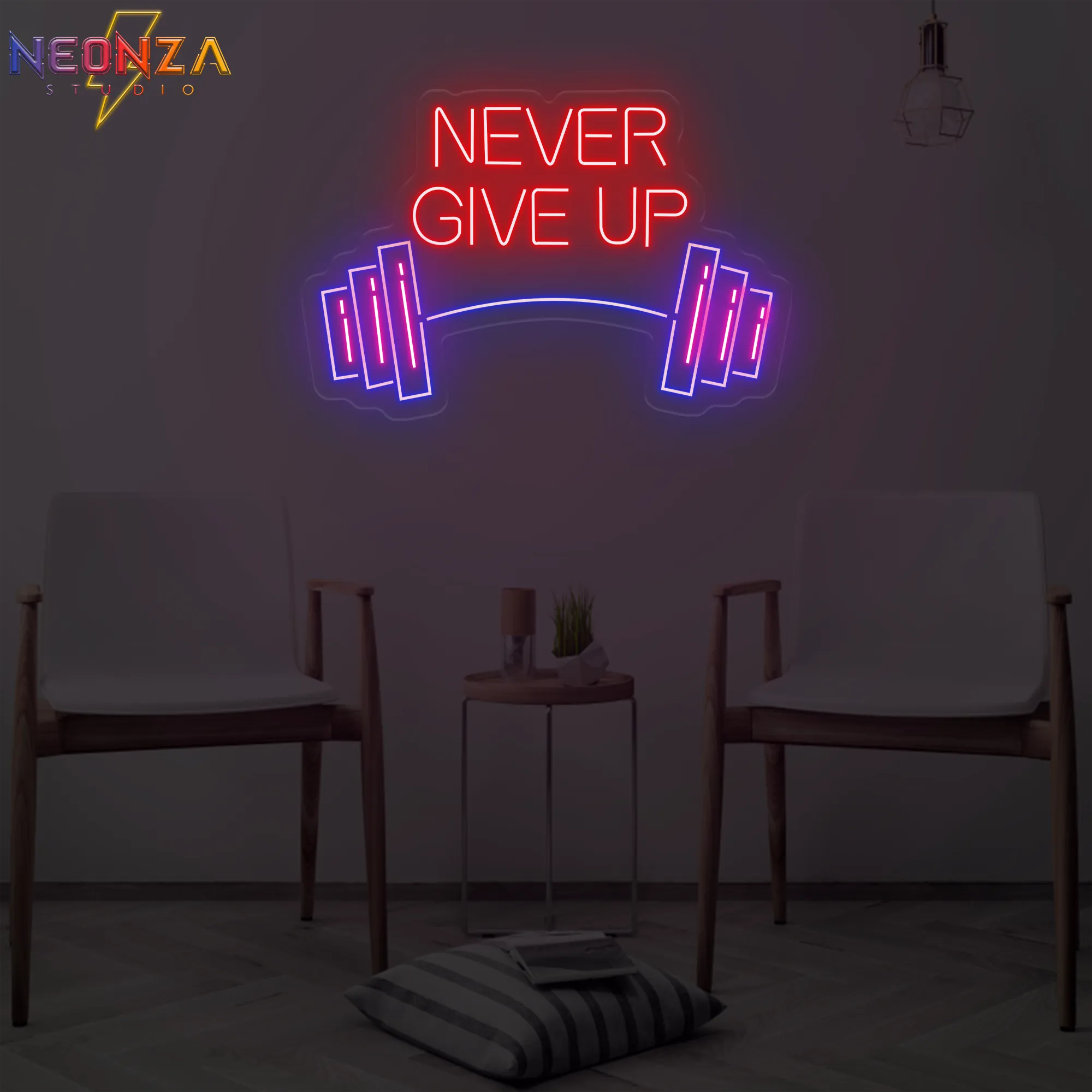 Never Give Up Neon Sign