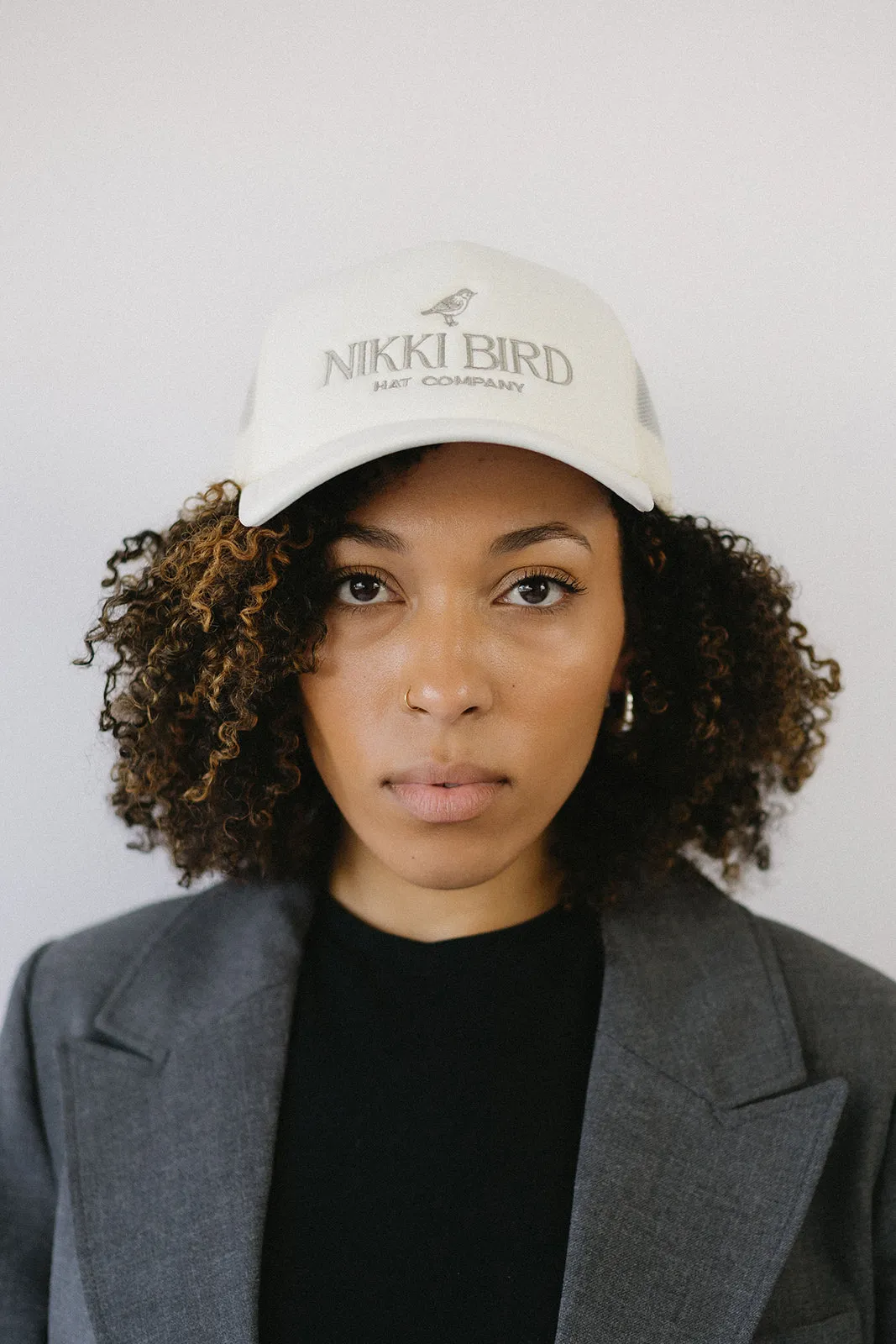 Nikki Bird Trucker Hat Ecru
