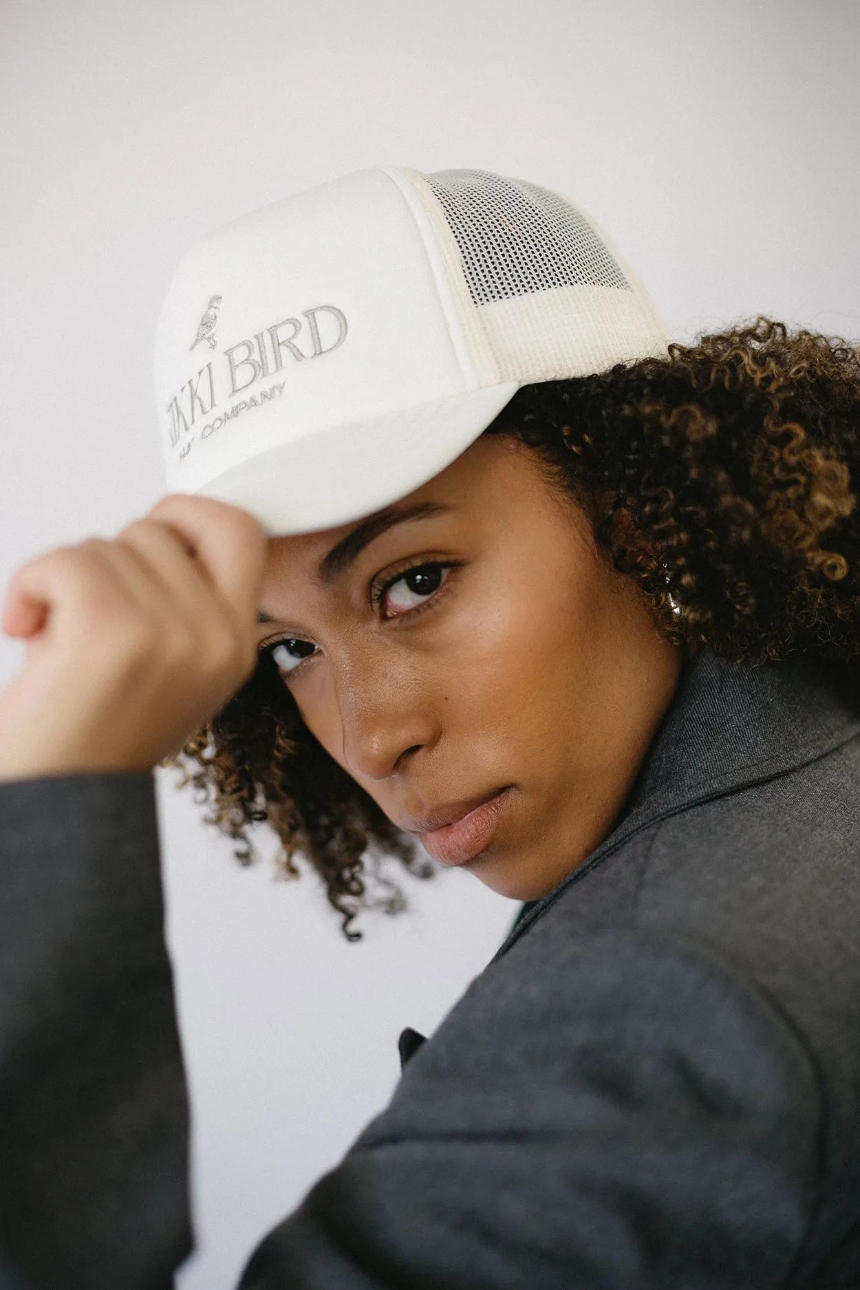 Nikki Bird Trucker Hat Ecru
