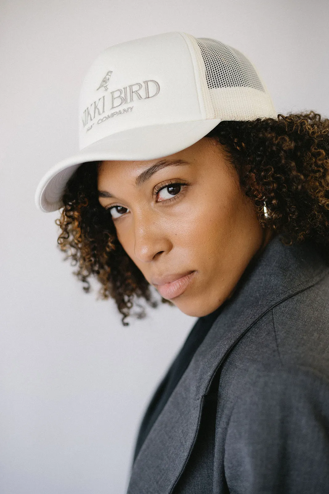 Nikki Bird Trucker Hat Ecru