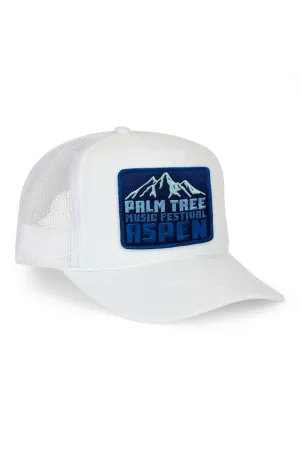 PALM TREE FESTIVAL ASPEN 2025 VINTAGE LOW RISE TRUCKER - WHITE