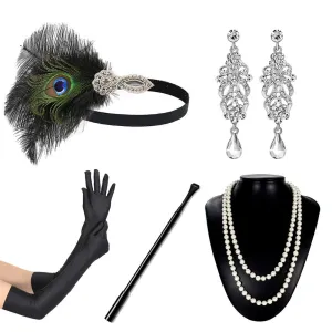 Peacock 1920s Flapper Girl Accessories Set of 5