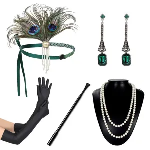 Peacock Great Gatsby Costume Accessories Set of 5