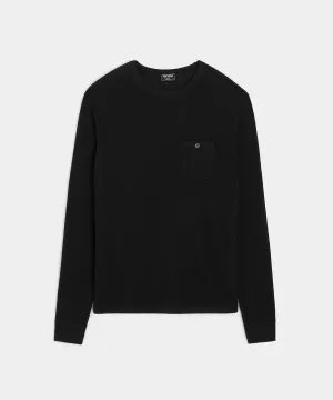 Premium Cashmere Pocket Tee in Black