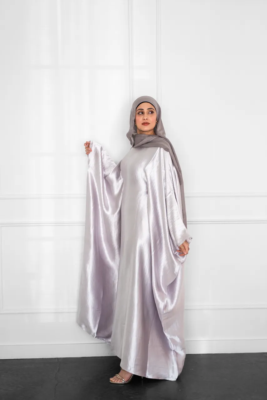 Satin Butterfly Kaftan - Silver