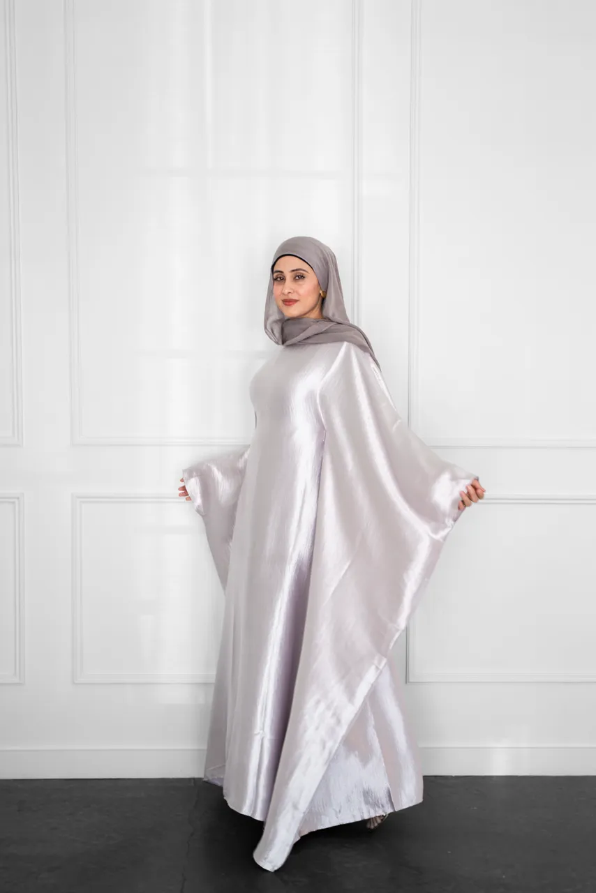 Satin Butterfly Kaftan - Silver