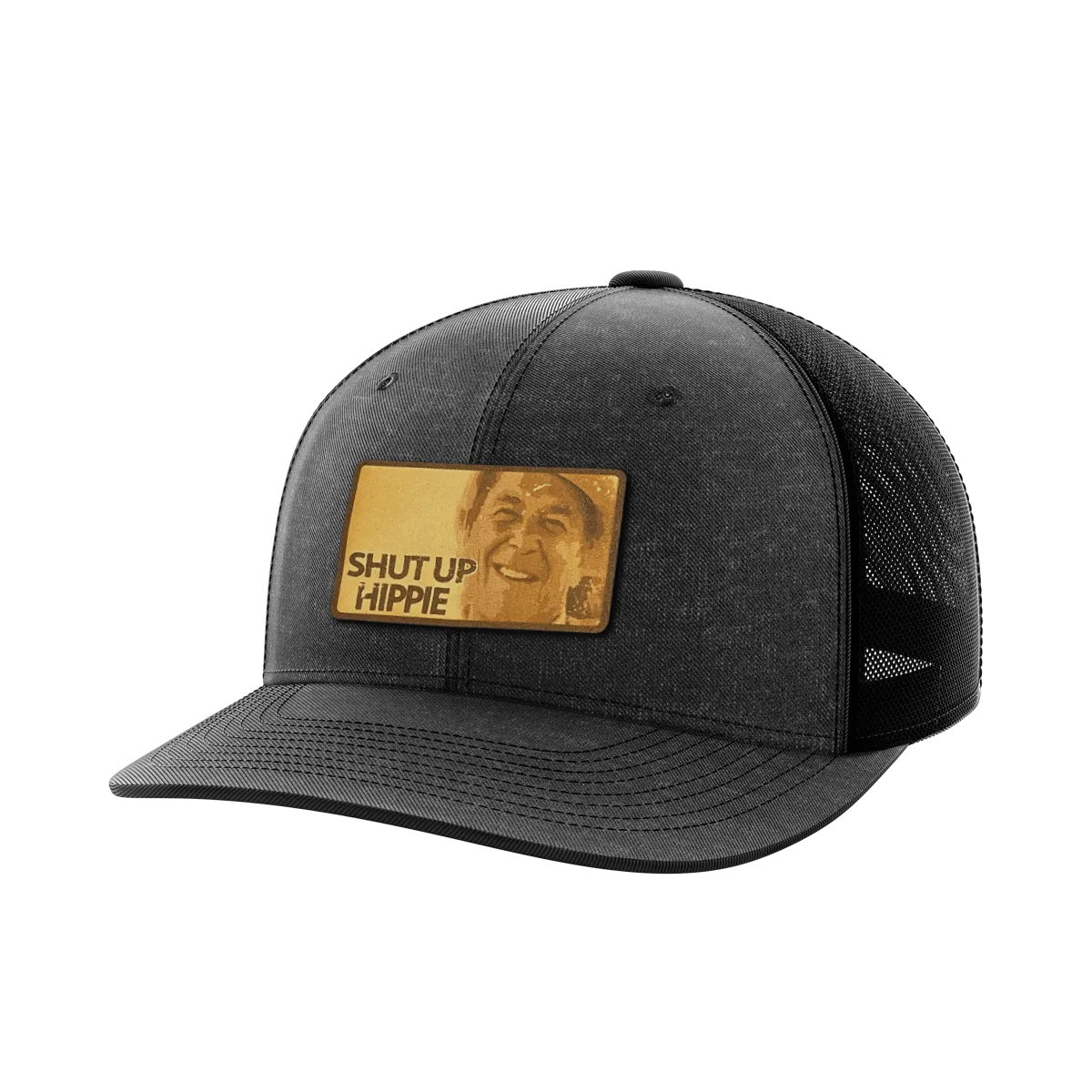 Shut Up Hippie Leather Patch Hat