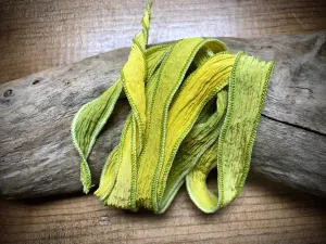 Side-Stitched Silk Ribbon - Lemon-Lime Ombre