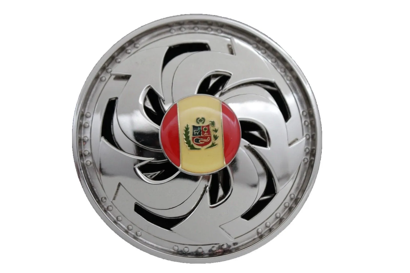 Silver Metal Round Shape Spinning Large Size Spain Flag Belt Buckle Men Women Rodeo