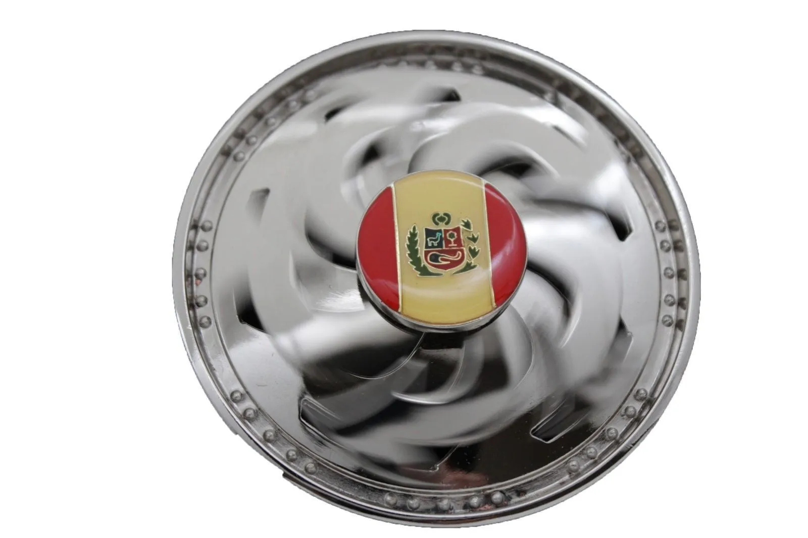 Silver Metal Round Shape Spinning Large Size Spain Flag Belt Buckle Men Women Rodeo