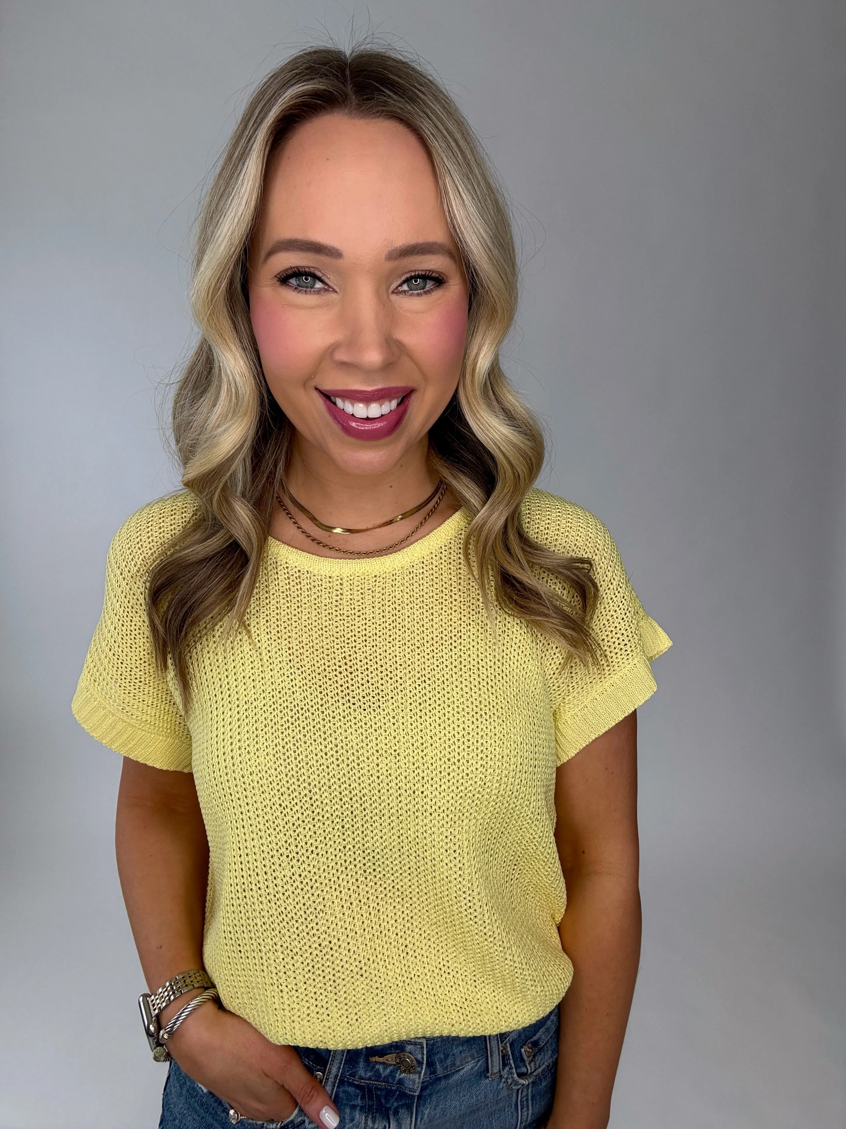 Soaking Up The Sunshine Knit Top- Yellow