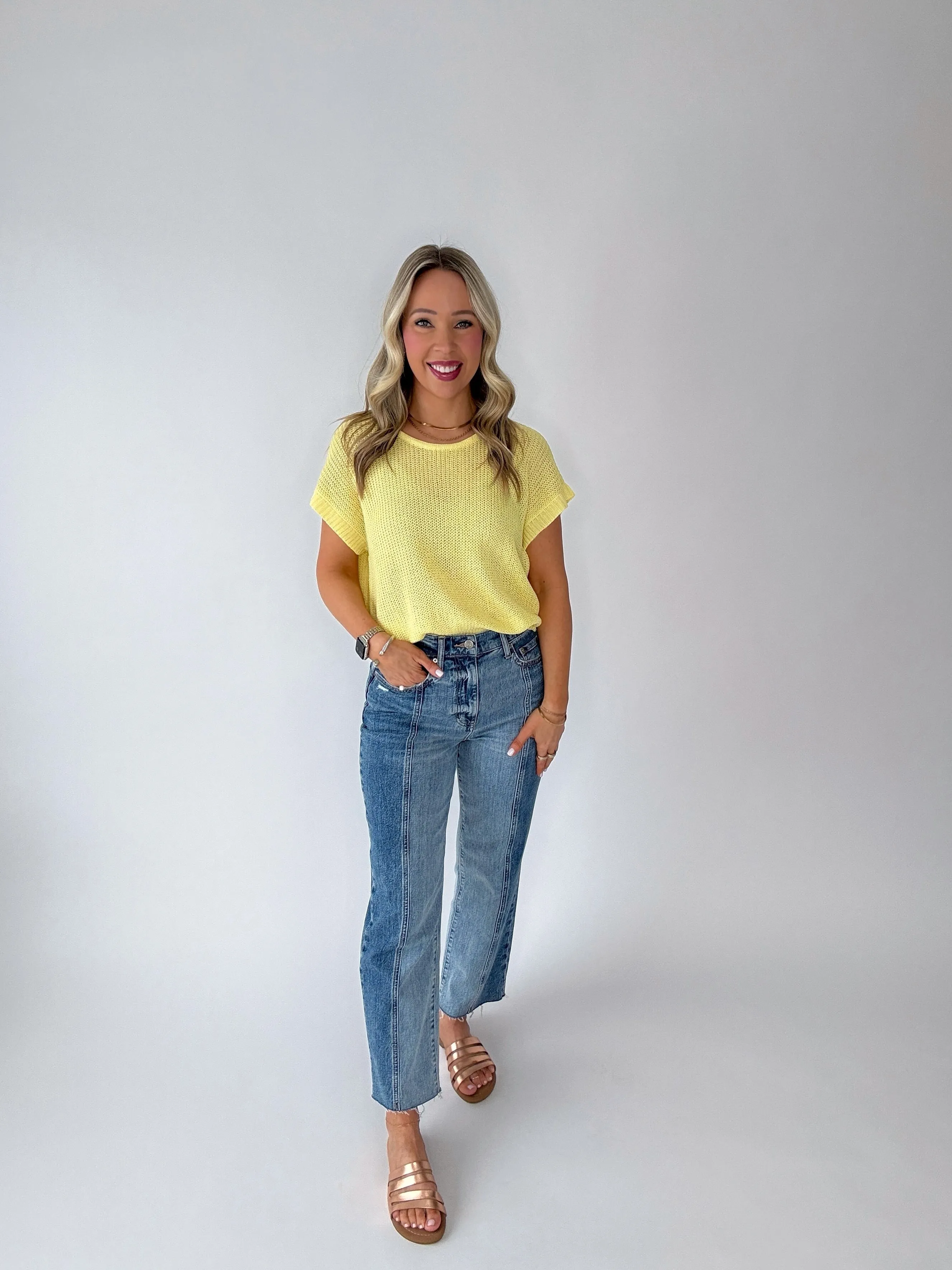 Soaking Up The Sunshine Knit Top- Yellow
