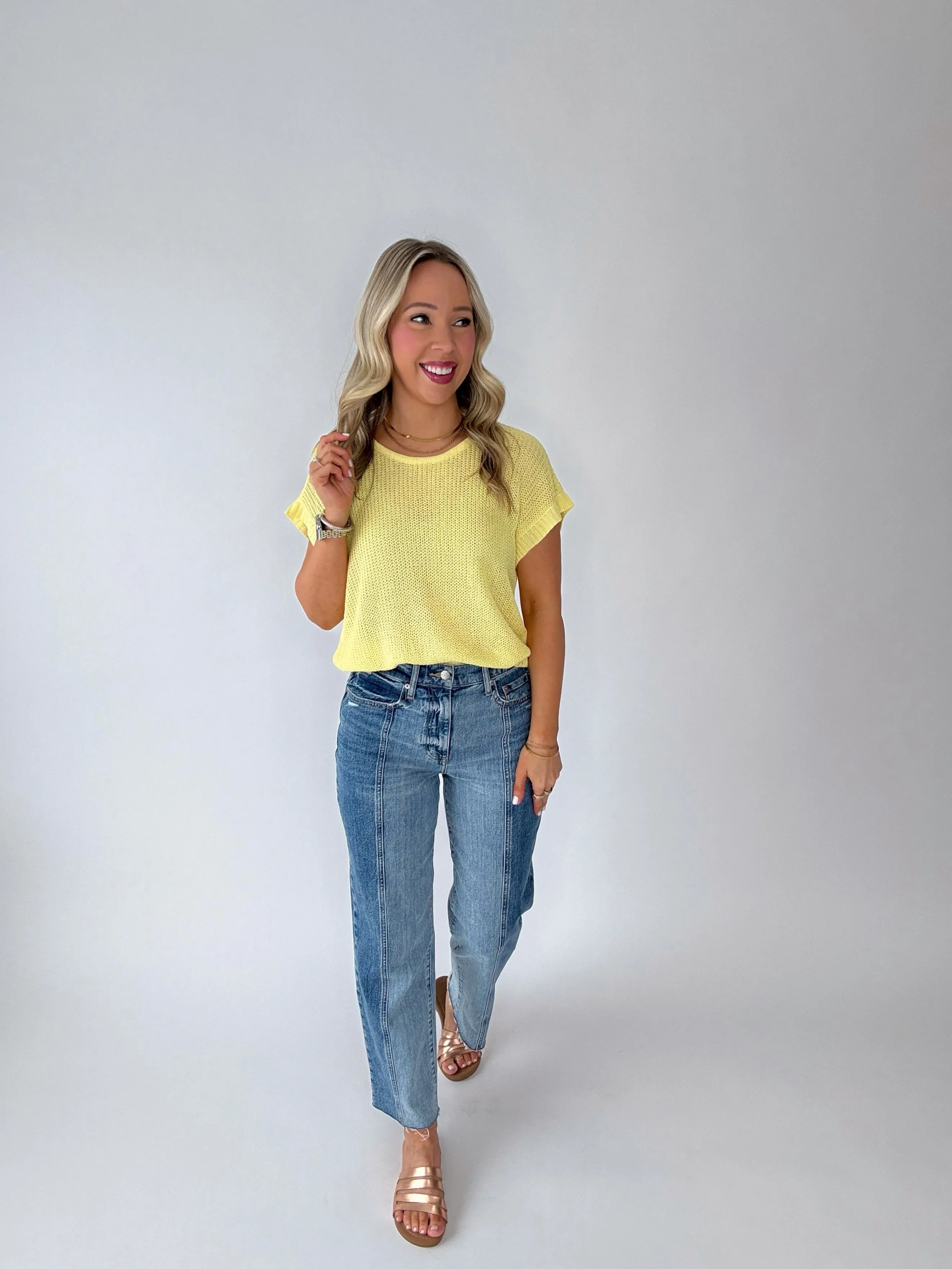 Soaking Up The Sunshine Knit Top- Yellow