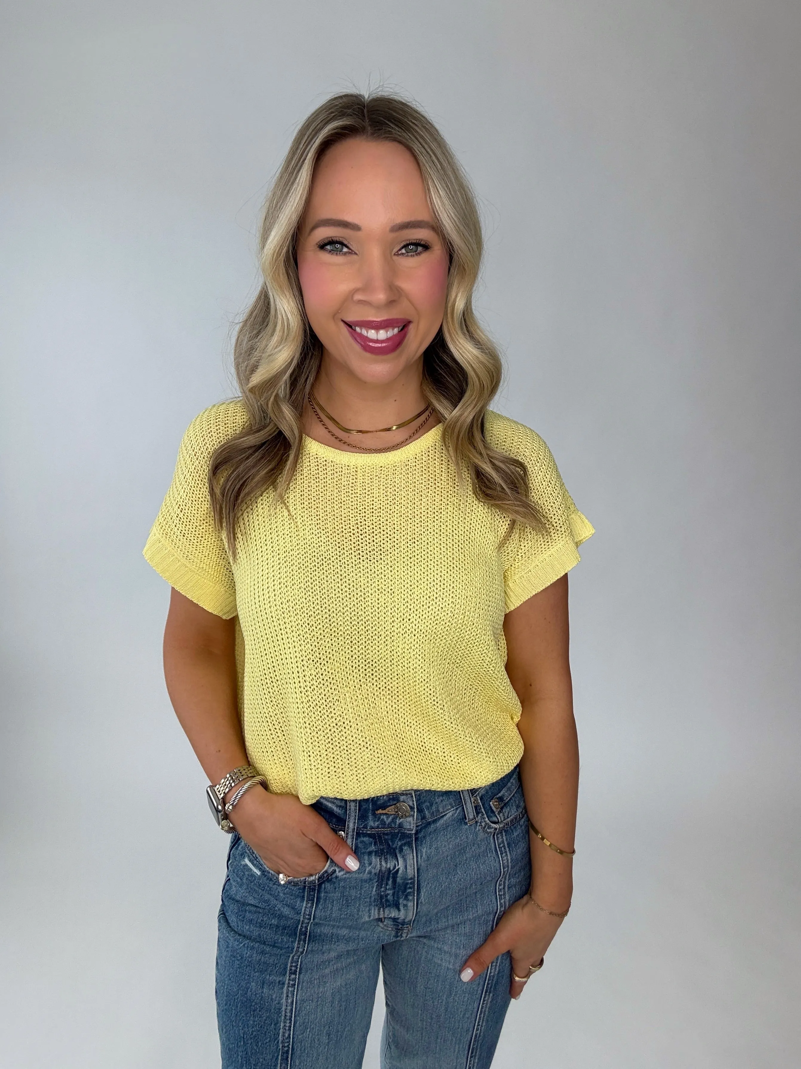 Soaking Up The Sunshine Knit Top- Yellow