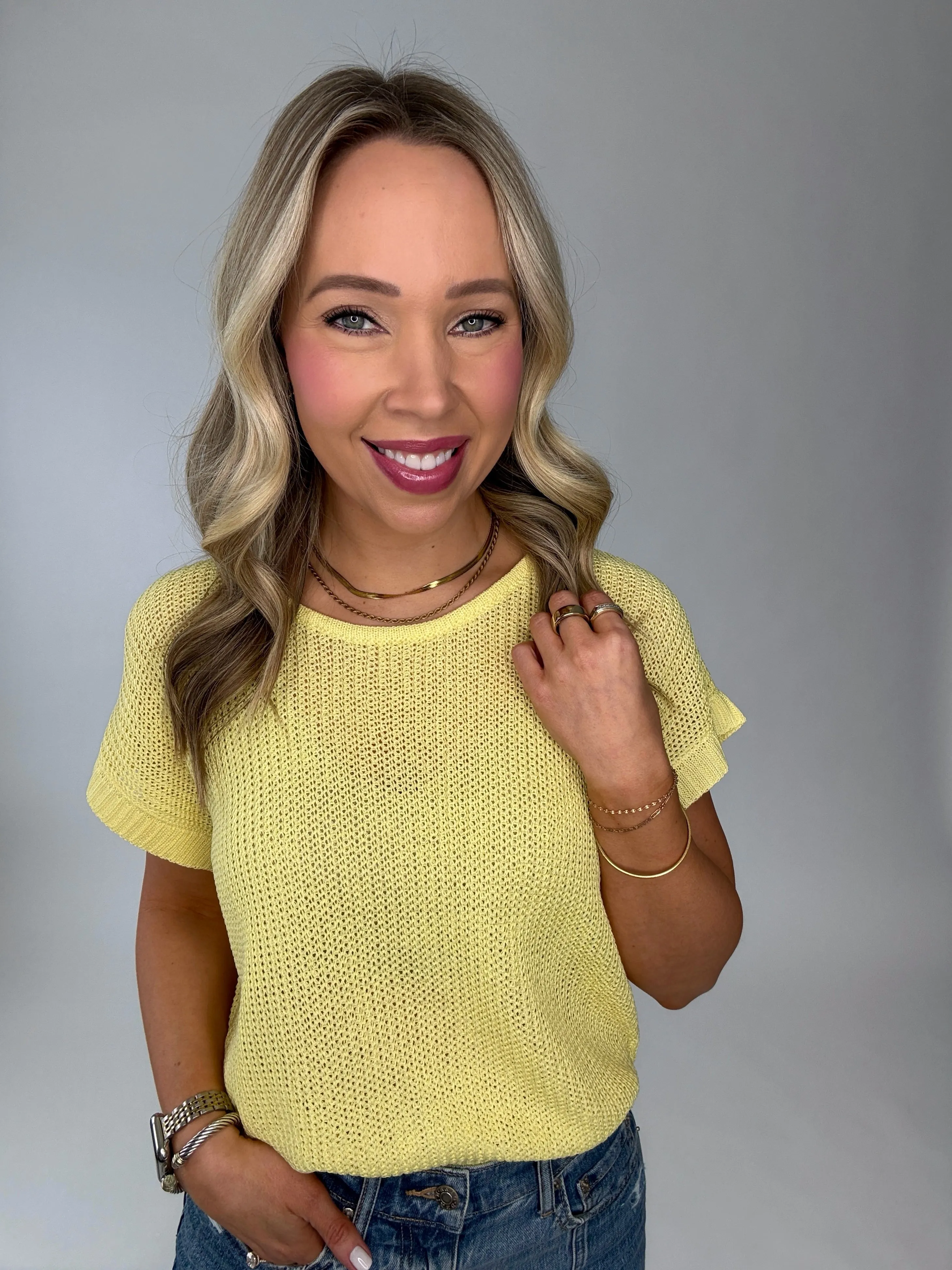 Soaking Up The Sunshine Knit Top- Yellow