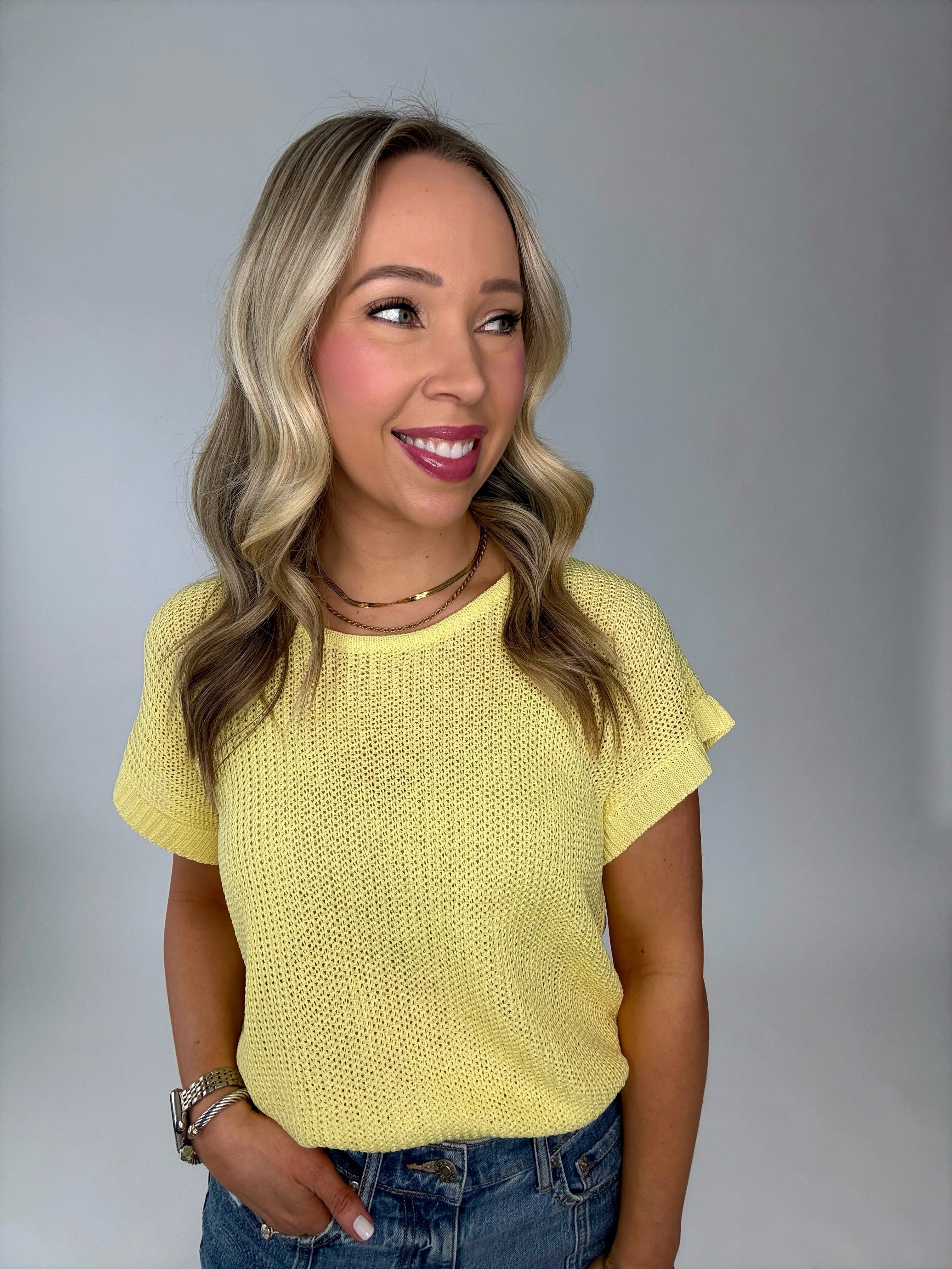 Soaking Up The Sunshine Knit Top- Yellow