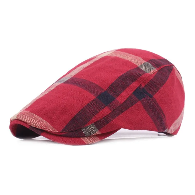 Spring Autumn Hats Adjustable Plaid Beret Hats Men Women Unisex Plain Berets Newsboy Hat Peaked Cap Casual Forward Caps 2021