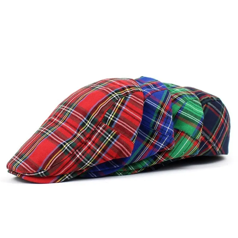 Spring Autumn Hats Adjustable Plaid Beret Hats Men Women Unisex Plain Berets Newsboy Hat Peaked Cap Casual Forward Caps 2021