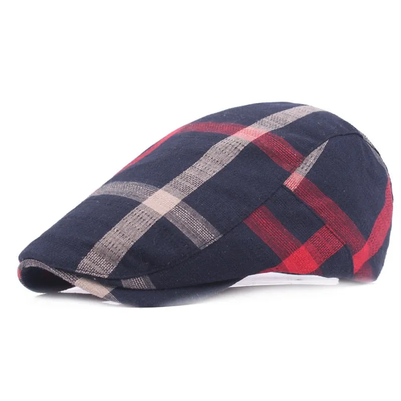 Spring Autumn Hats Adjustable Plaid Beret Hats Men Women Unisex Plain Berets Newsboy Hat Peaked Cap Casual Forward Caps 2021