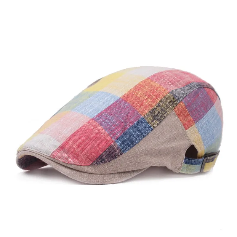Spring Autumn Hats Adjustable Plaid Beret Hats Men Women Unisex Plain Berets Newsboy Hat Peaked Cap Casual Forward Caps 2021