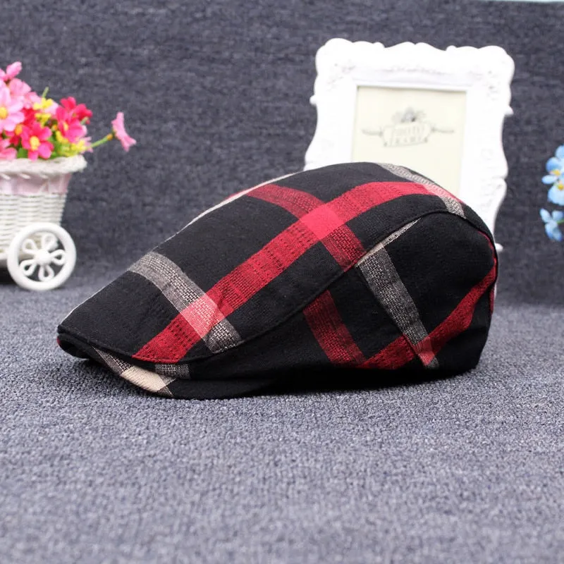 Spring Autumn Hats Adjustable Plaid Beret Hats Men Women Unisex Plain Berets Newsboy Hat Peaked Cap Casual Forward Caps 2021