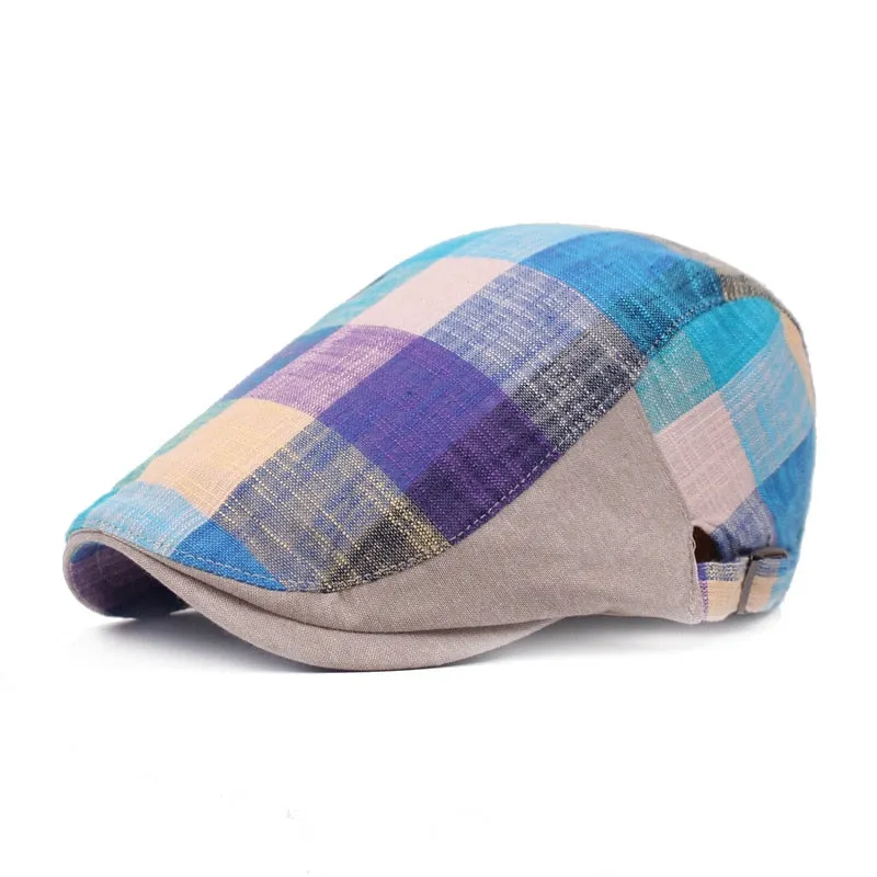 Spring Autumn Hats Adjustable Plaid Beret Hats Men Women Unisex Plain Berets Newsboy Hat Peaked Cap Casual Forward Caps 2021