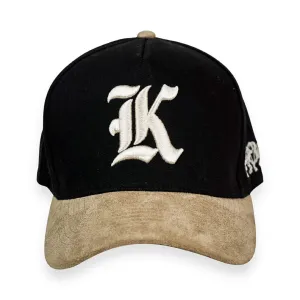 Suede Brim Kilo “K” Snapback (Black and Desert Tan)