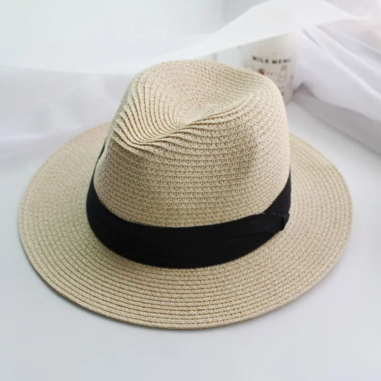 Summer Floppy Straw Beach Sun Hats For Women,Classic Wide Brim Panama Hat