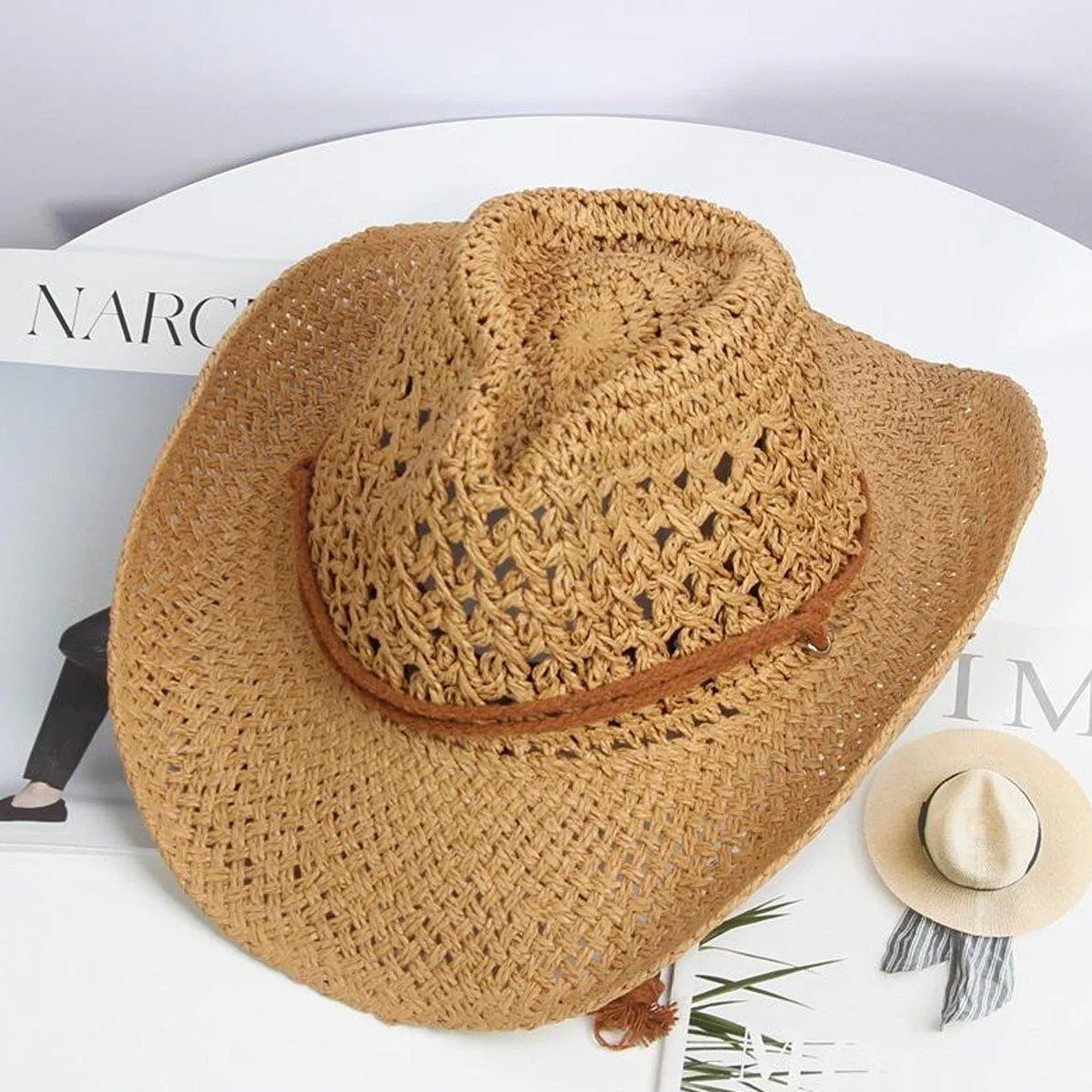 Summer Straw Beach Hat Outdoor Western Sun Hat Youth Sunscreen UV Protection