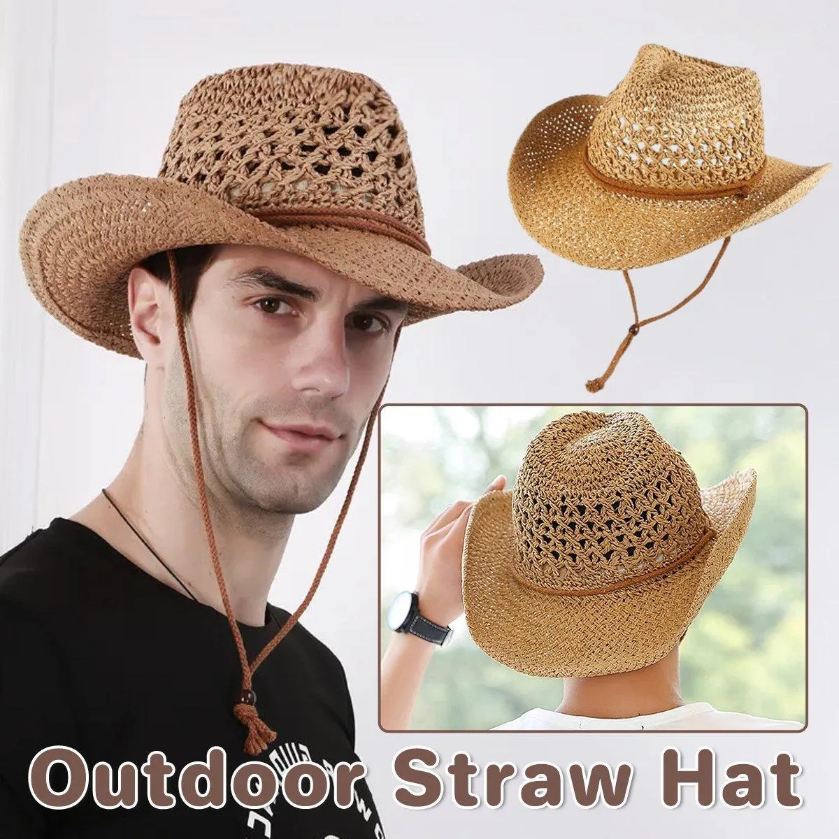 Summer Straw Beach Hat Outdoor Western Sun Hat Youth Sunscreen UV Protection